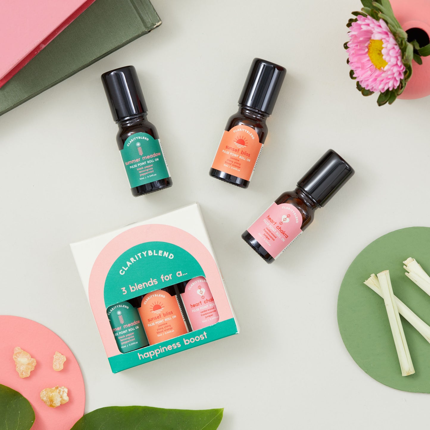 CLARITY BLEND AROMATHERAPY - Pulse point roller collection set '正能量'' 脈搏滾輪系列套裝(英國 United Kingdom)